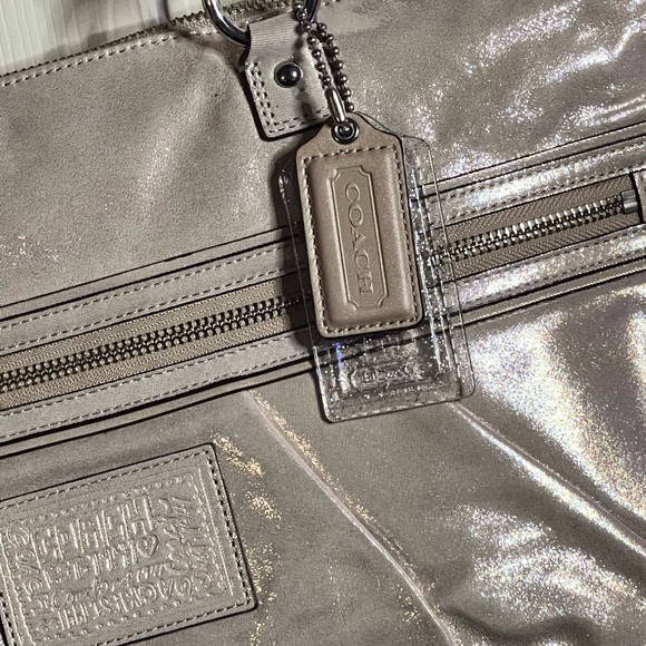 Coach Poppy Metallic Gold Champagne Large Leather Tote Bag - Picture 7 of 13